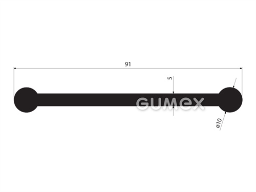Gumový profil tvaru "I", 91x10/5mm, dĺžka 750mm, 60°ShA, EPDM, -40°C/+100°C, čierny